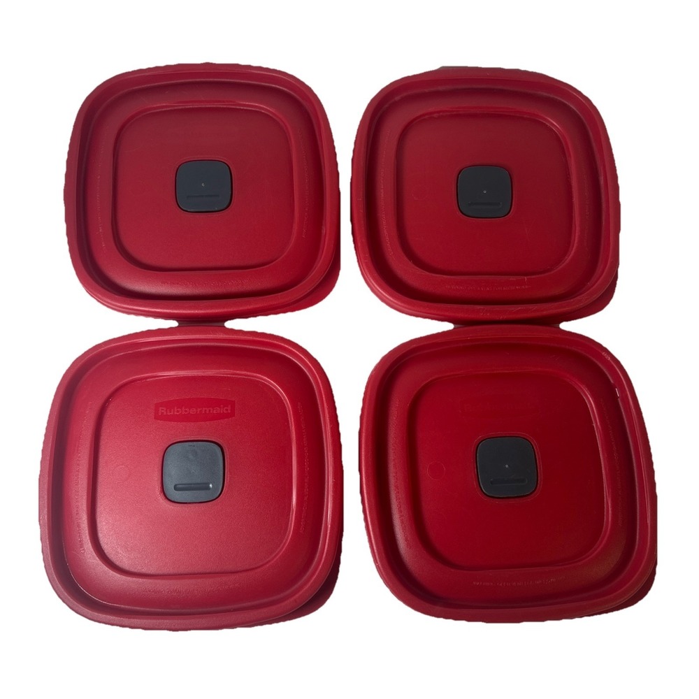 Rubbermaid Easy Find Lids #2085 – Red Square Vented Replacement Covers Set of 4